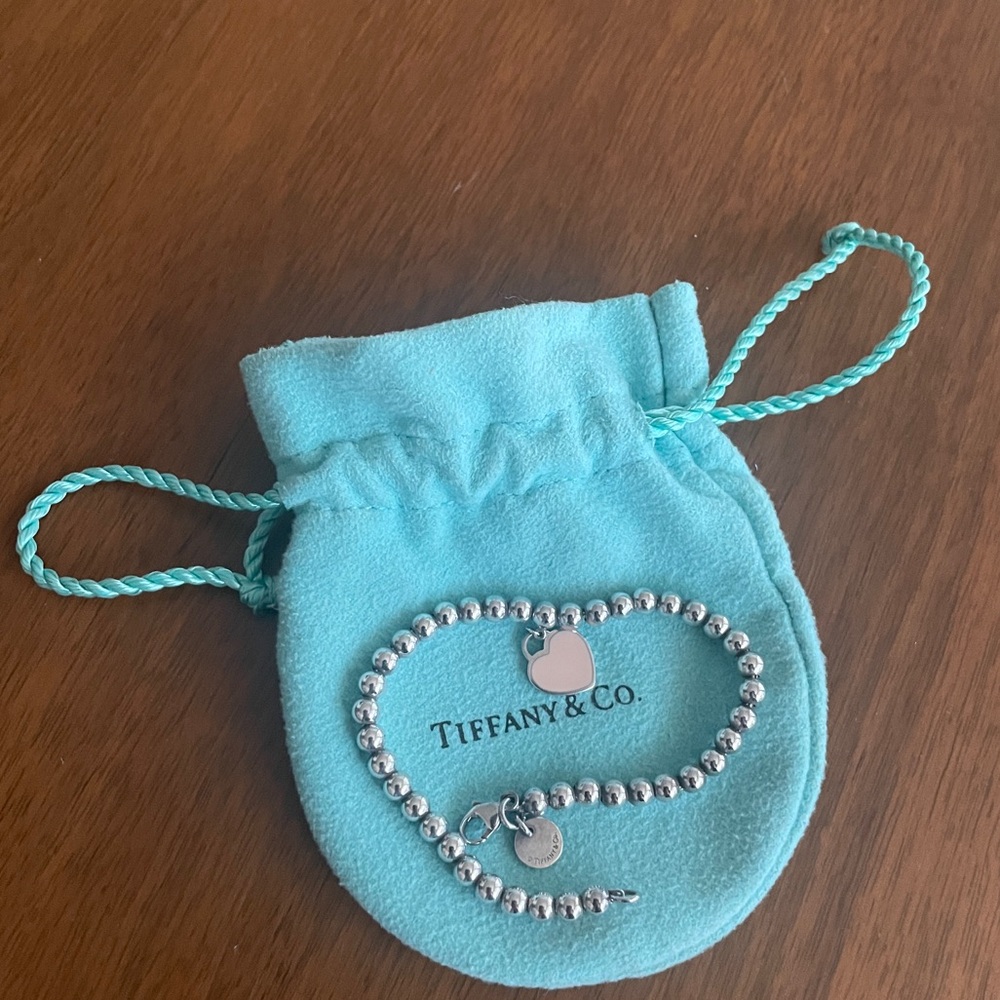 Tiffany heart tag bead bracelet